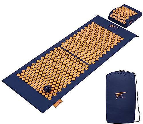 Fitem - XL Akupressurmatte mit Kissen - Massage - lindert Rücken und Nackenschmerzen - Ischias - Entspannung und reduziert Schlaflosigkeit