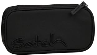 Satch Schlamperbox extra groß inkl. Trennfach Reißverschlussfach Stiftehalter Geodreieck Sichtfenster für Stundenplan Nordic Black - Schwarz