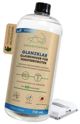 GRASHÜPFER® Glasreiniger & Fensterreiniger Konzentrat 750 ml | Für Fensterroboter & Fenstersauger – Kompatibel mit ECOVACS WINBOT, Dreame & Co. – Ergiebig für bis zu 60 Anwendungen