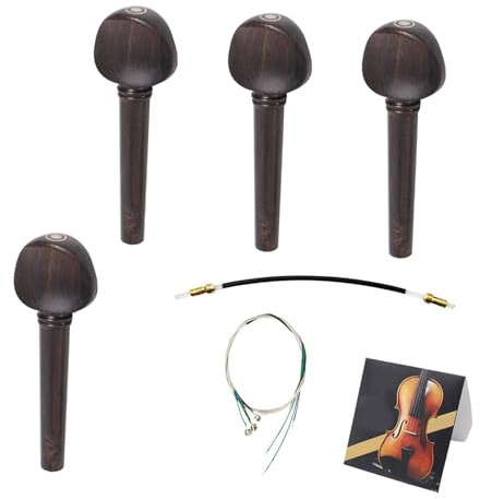 HEALLILY Geigensaiten 4/4 Satz Mit Ebenholz Stimmwirbeln Und Tailgut Saitenhalter Zubehör Für Violine Feineinstellung Und Ersatzteile