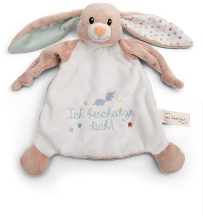 NICI Schmusetuch Hase Fjella Ich beschütze Dich 25x25cm - rosa - Kuscheltuch für Babys & Kleinkinder, Baby Kuscheltier Schnuffeltuch für Mädchen & Jungen | 61880