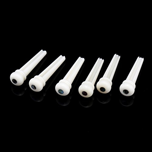 Musiclily Akustische Gitarre Knochen Bridge Pins Stöckerl Saitenhalter Endpins für Folk Gitarre Westerngitarren, Weiß mit 3mm Green Pearl Shell Dot Inlay(6 Stück)