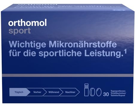 Orthomol Sport: 25 sportspezifische Vitamine, Mineralstoffe mit L-Carnitin & Omega-3-Fettsäuren - Daily-Supplement für Sportler - Muskelaufbau, Ausdauer & Regeneration, 30 Tagesportionen