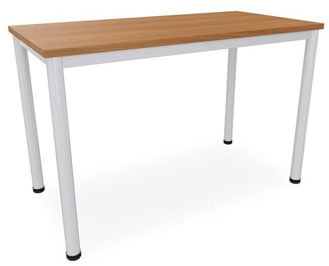 Dila GmbH Schreibtisch Verschiedene Größen und Farben, Konferenztisch graues Metallgestell, Stabiler Besprechungstisch Arbeitstisch, Bürotisch hauseigene Fertigung (B: 120 cm x T: 60 cm, Buche)