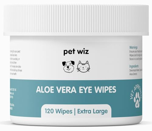 pet wiz Aloe Vera Augenwischtücher für die Reinigung von Hunden und Katzen, Größe XL, 1 Dose