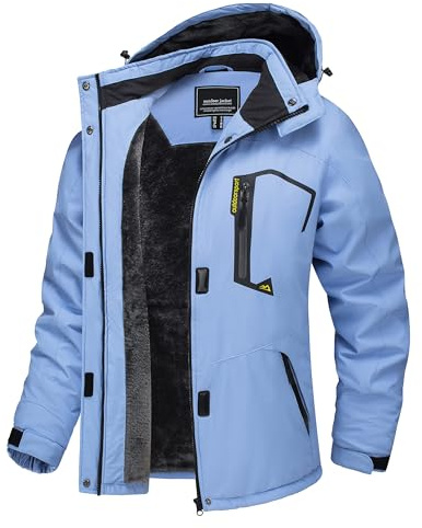 TACVASEN Damen Winddicht Wasserdicht Funktionsjacke Winter Wandern Outdoorjacke Arbeitsjacke Funktionsjacken Hiking mit Taschen, Hellblau, S