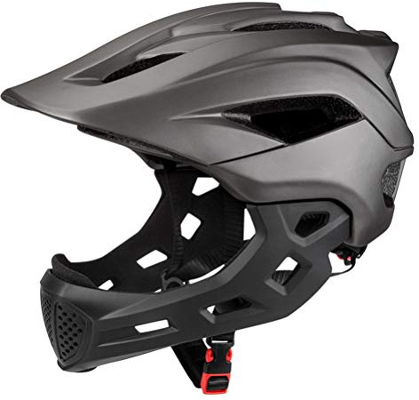2-in-1 Kinder Fahrradhelm mit abnehmbarem Kinnschutz, Fullface Helm für Kinder 5–12 Jahre, BMX & Skateboard Helm, 52–56 cm