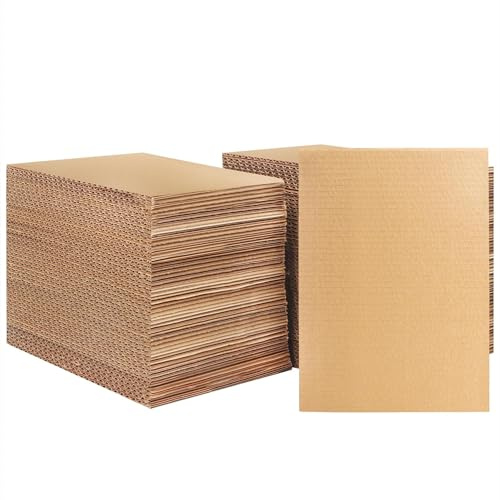 Belle Vous Braune Wellpappe zum Basteln (100 Stück) - Wellpappe Verpackung 18 x 12,5 cm - 2,8 mm Dicker Flacher Kraftkarton für den Versand Kunst Basteln und Verpackung