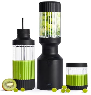 Beast Mighty 850 Plus - Kraftvoller Mixer, Smoothie Maker - Carbon Black | Deko-Stück, Standmixer: bruchsicheres Tritan, Stahlgetriebe – zerkleinert Eis. 3 Becher, Suppen & Saucen, 60-Sek-Programm.