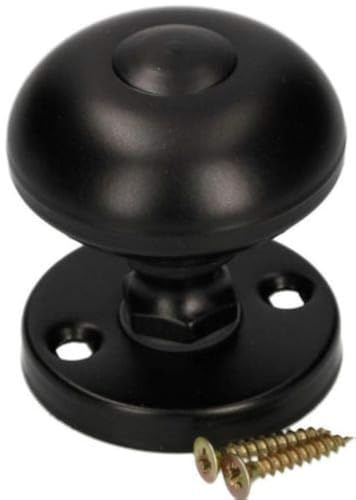 KOTARBAU® Türknopf Ø 55 mm Metall Türknauf Drehbar Kugelknauf Rund Türgriff Türdrucker Türklinke Rosette Feststehend Pulverbeschichtet (Schwarz)