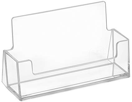 Zeigis / 10 Stück Visitenkartenständer im Querformat / Visitenkartenhalter | Freistehend, für einen Stapel Visitenkarten bis 20mm dicke, glasklar/transparent, Tischaufsteller