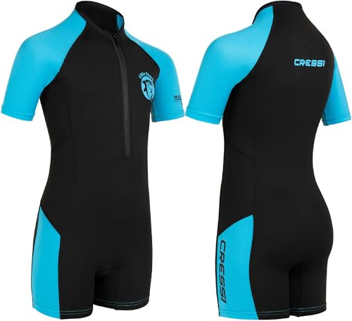 Cressi Shorty 2mm Neoprenanzug Kinder - Schwimmanzug Kinder mit UV, Kälteschutz, Quallenschutz - Schwimmanzug Mädchen & Jungs - Schwarz/Blau - 11/12 Jahre