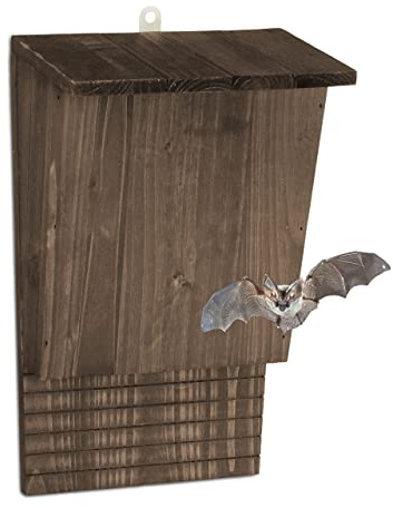 Relaxdays Fledermauskasten, großer Unterschlupf für Fledermäuse, HxBxT: 37 x 22 x 12,5 cm, Fledermaushotel, Holz, braun
