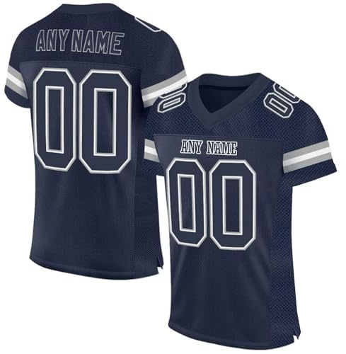 Personalisiert American Football Trikot für Herren Damen Jugend Vorschule Custom Football Jersey Sports Personalisierte Tshirt Printed Team Name & Number & Logo Blau