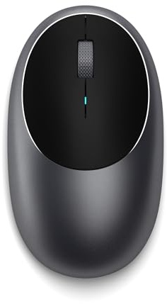 SATECHI M1 Kabellose Maus aus Aluminium, USB-C wiederaufladbar, 1200 DPI, Elegante, ergonomische Bluetooth-Maus für MacBook Air/Pro/Neo, Laptop, PC, iPad und mehr – Space Grau