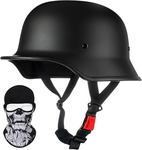 STTTBD Retro-Halbhelm für Motorräder im Deutschen Stil, Retro-Halbschalenhelm mit DOT/ECE-Zulassung, Vintage-Offener Helm, Jet-Helm für Damen und Herren, Fahrrad, Cruiser, Chopper, Moped A,L=58-60CM