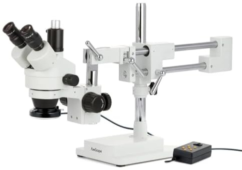 AmScope SM-4TZ-144A Trinokulares Stereomikroskop mit 4-Zonen-144-LED-Ringlicht, Ausgezeichnet mit Dem Top-Mikroskop Nr. 1 2017 auf Ezvid, 3.5X-90X, Weiß