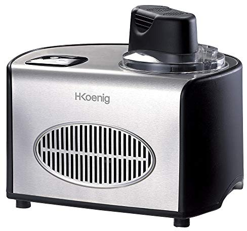 H.Koenig Professionelle Eismaschine HF250, Elektrische Eismaschine 1,5L, 150 W, Kühlen & Kalthalten, Schnelle Zubereitung, Kompressor - Gefrorener Joghurt, Sorbet und Eiscreme