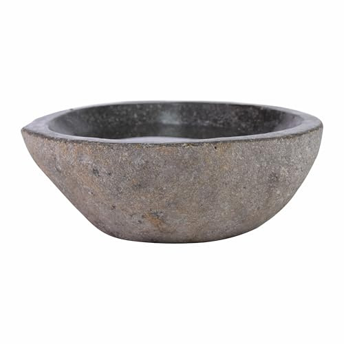 Divero Vogelbad Naturstein grau 23,5x9cm Vogeltränke Garten Terrasse | Massiver Naturstein mit polierter Innenseite, frostbeständig, wetterfest, pflegeleicht, für Garten Terrasse Balkon