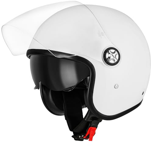 Favoto Motorradhelm Mopedhelm Herren Jethelm - mit Doppelvisier Sonnenblende Erwachsene 3/4 Halber Motorradhelm für Herren Damen Atmungsaktiv ECE 22.06 Zertifiziert