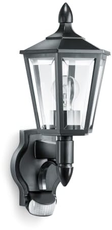 Steinel Außenleuchte L 15 S schwarz, Wandleuchte mit 180° Bewegungsmelder, max. 10 m Reichweite, klassisches Design