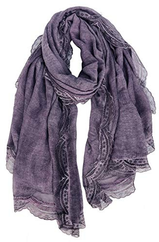 DAMILY schal damen Halstuch Musselin Tuch mit Spitzenmuster scarf women | Schals & Tücher Schöner Weicher für Frauen Langer Festliche Stola