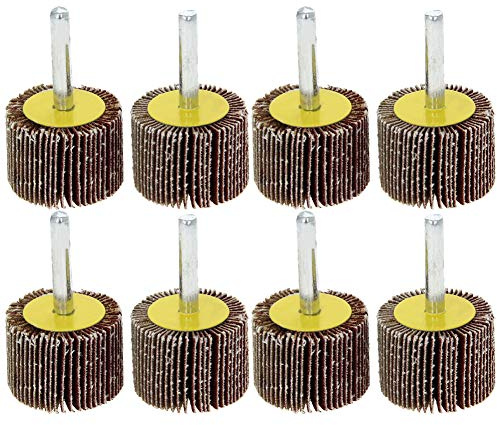 Utoolmart Schaftmontierte Lamellen-Räder mit Spanndorn mit 35 mm Schleifkopf, Schleifmittel, Schleifscheibe, Polieren, Rotationszubehör-Set zum Schleifen, 8 Stück