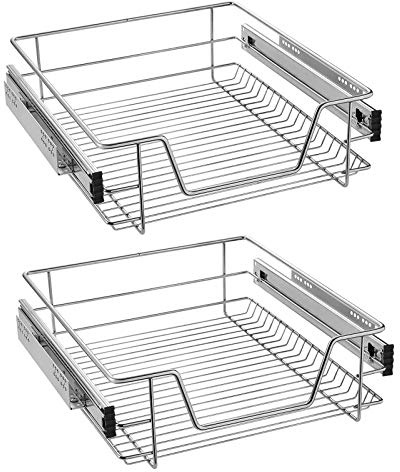 UISEBRT 2 Stück Küchenschublade Teleskopschublade 50cm - Küchenschrank Schrankauszug Schlafzimmerschränke Korbauszug vollauszug,für 47cm (Innenbreite) /50cm (Außenbreite) Schrankbreite