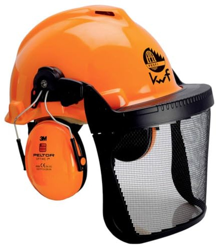 3M Kombination für die Forstwirtschaft, G3000 Schutzhelm in Orange, H31 Kapselgehörschutz, FH1 Halterung und 5B Netzvisier, G3000MOR31FH15B, 1 Stück