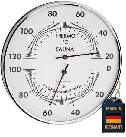 TFA Dostmann Analoges Sauna-Thermo-Hygrometer, 40.1032, Messung der Temperatur/Luftfeuchtigkeit, präzises Haar-Synthetik-Werk, Weiß