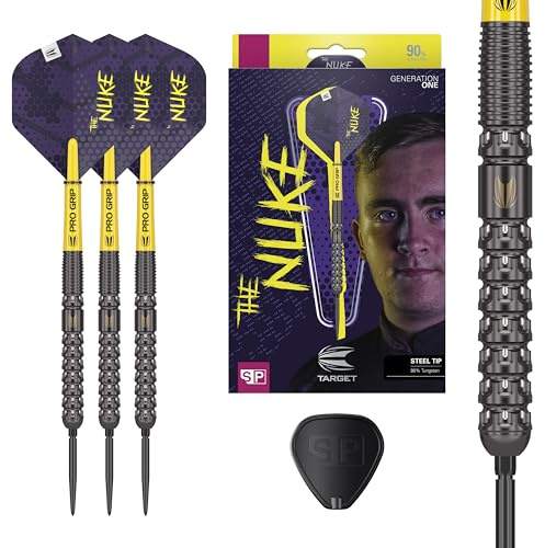 Target Darts Luke Littler G1 Steel Tip Swiss Point Darts, 90% Tungsten Dart, 23G | Steel Tip Dart der Generation 1, Player Edition Swiss Points Dart-Sets mit Werkzeug, Pro Grip Shafts und No.2 Flights