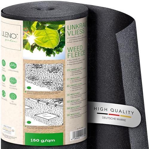 LILENO HOME 100m² Unkrautvlies Gartenvlies gegen Unkraut [150 g/qm] - Garten Unkrautfolie Wasserdurchlässig – Reißfestes Unkraut-Flies – Unkrautflies UV-beständig [1m x 100m]