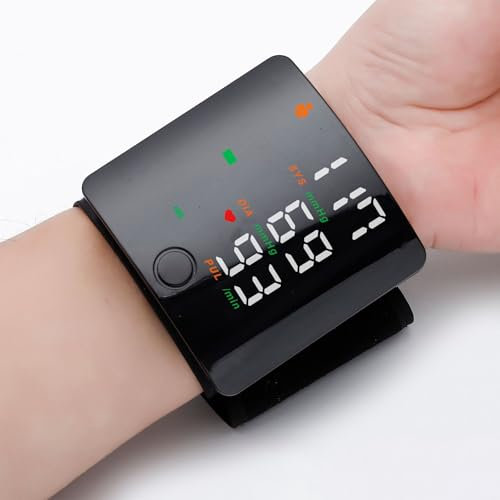 Blutdruckmessgerät Handgelenk mit Digitales LCD-Bildschirm, Wiederaufladbares Automatisches Blutdruckmessgerät, Tragbares Blutdruckmessgerät für Heim oder unterwegs, nur Englische Sprachübertragung