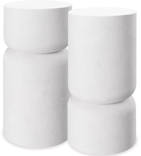 tectake® 2er Set runder Couchtisch weiß, Beistelltisch rund, Aesthetic Room Decor, Moderne Möbel für Wohnzimmer, Schlafzimmer, als Coffee Table, Side Table oder Nachttisch