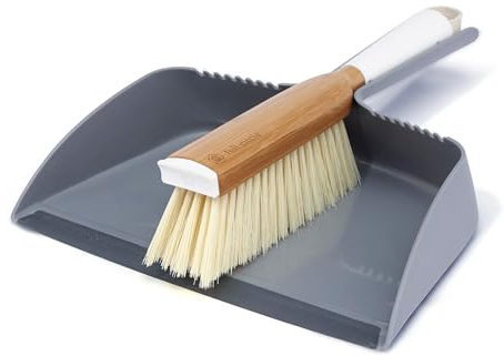 Full Circle Home Kehrschaufel und Besen CLEAN Team - Gadgets Wohnung - Set - Umweltfreundlich - Multifunktional, Weiß & Grau