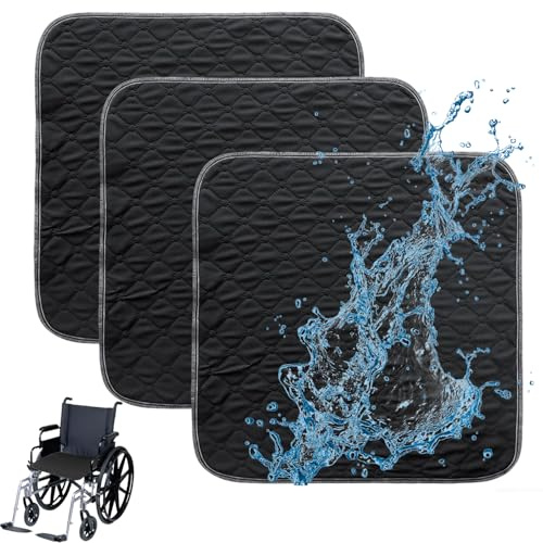 3 Stück Waschbare Inkontinenz Sitzauflage, 50x50cm Rutschfester Inkontinenzunterlage Waschbar, Sitzauflage wasserdichte & Saugstarke Unterlage für Sessel Stühle Rollstuhl Liegestühle Autositze Sofa