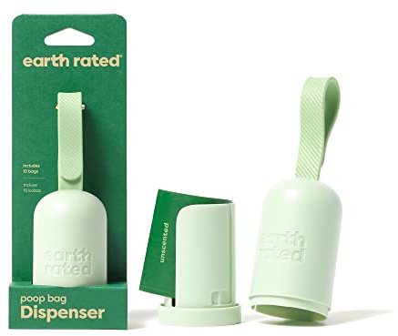 Earth Rated Halter für Hundekotbeutel mit Hundekotbeuteln, haltbar und garantiert auslaufsicher, unparfümiert, 1 Spender und 15 Beutel