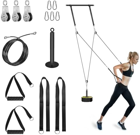 Kabelzug Fitness Kabel Latzug Fitness Bizeps Rücken Trainingsgerät Kabelzug Pulley System Latzug-Maschine Arm Krafttraining Home Gym Workout Equipment (4m Kabel)