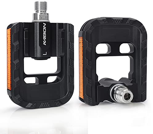 KABON Fahrradpedal faltbar Anti-Rutsch Fahrradpedal Set mit Reflektoren wasserdicht Fahrradpedale passend für alle Fahrradttypen 9/16" (Neu Schwarz)