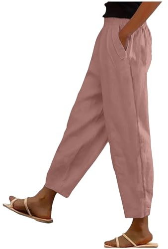 Hosen Damen Fashion Sommerhosen Baumwolle Cargohose Leicht Frau Jogginghose Elegant Langlaufhose Wanderhose Schlaghosen Langgröße Business Hose Rosa L