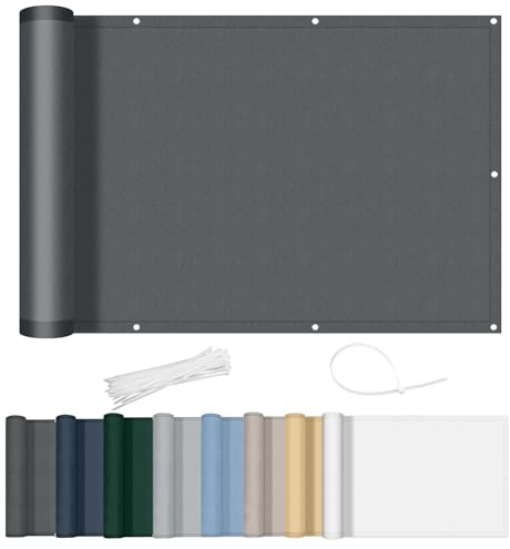 AXT SHADE Balkon Sichtschutz Wetterfest 90x500cm Balkonverkleidung Balkonabdeckung Balkonbespannung Blickdichte Windschutz und UV-Schutz mit Kabelbinder für Balkongeländer-Anthrazit