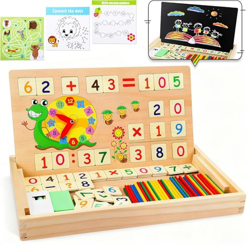 lenbest Mathe Montessori Spielzeug Spiele mit Zählstäbchen Einmaleins - Lernspiele Kinderspiele Holzspielzeug ab 4 5 6 Jahre Jungen Mädchen - Geschenke zur Einschulung Junge Mädchen