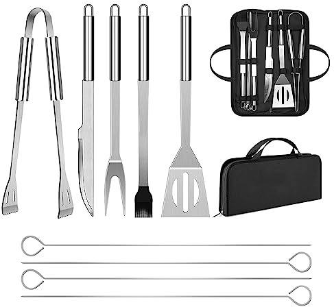 Grillbesteck Set Teiliges Professionelles Grillzubehör Grillwerkzeug mit Leicht Zu Tragender Tasche für Männer Geschenk - 9 PCS