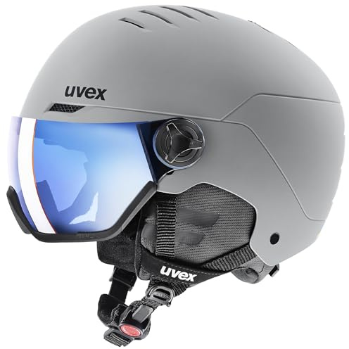 uvex Wanted Visor - robuster, stylischer, optimal belüfteter Skihelm mit beschlagfreiem Visier für Damen und Herren - Rhino matt - 54-58 cm