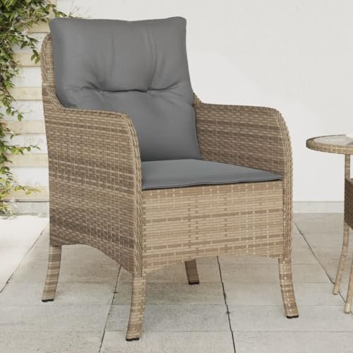 Terrassenmöbel-Set mit gepolsterten Outdoor-Sofastühlen für Garten Terrasse 2-teilig Rattan-Sitzgruppe in Mix Beige bequem und stilvoll
