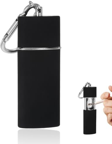 Taschenaschenbecher Geruchsdicht Metall Mobiler Aschenbecher Mattschwarz | Reiseaschenbecher Taschenaschenbecher für Unterwegs, Camping Tragbarer Taschen Aschenbecher für Unterwegs