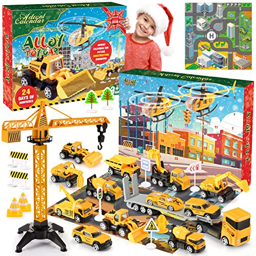 Adventskalender 2026 Kinder, Spielzeug ab 3 4 5 6 Jahre Junge Weihnachtskalender Kinder Geschenk Junge 3-6 Jahre Baustelle Spielzeug ab 3-6 Jahre adventskalender kinder