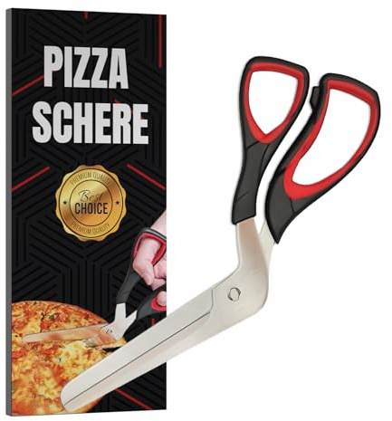 Raafi lebensmittelechte, scharfe Pizzaschere, schneidet Pizza, ohne die Beläge zu verschieben. Pizzaschneider Spülmaschinenfest, weicher Griff und multifunktionale Küchenschere, 27 cm lang (Red)