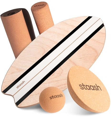 STAASH® Balance Board aus Holz – Full Kit – Für Gleichgewicht, Fitness & Surf-Feeling – Spaß & Training Zuhause oder im Studio (Mattschwarz)