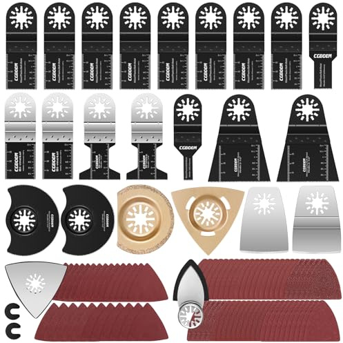 Sägeblätter Kit, CGBOOM 105 tlg aus Kohlenstoffstahl und Edelstahl Oszillierendes Zubehör Set Multifunktionswerkzeug für Fein Multimaster, Dremel, Bosch, Makita DTM51, Einhell